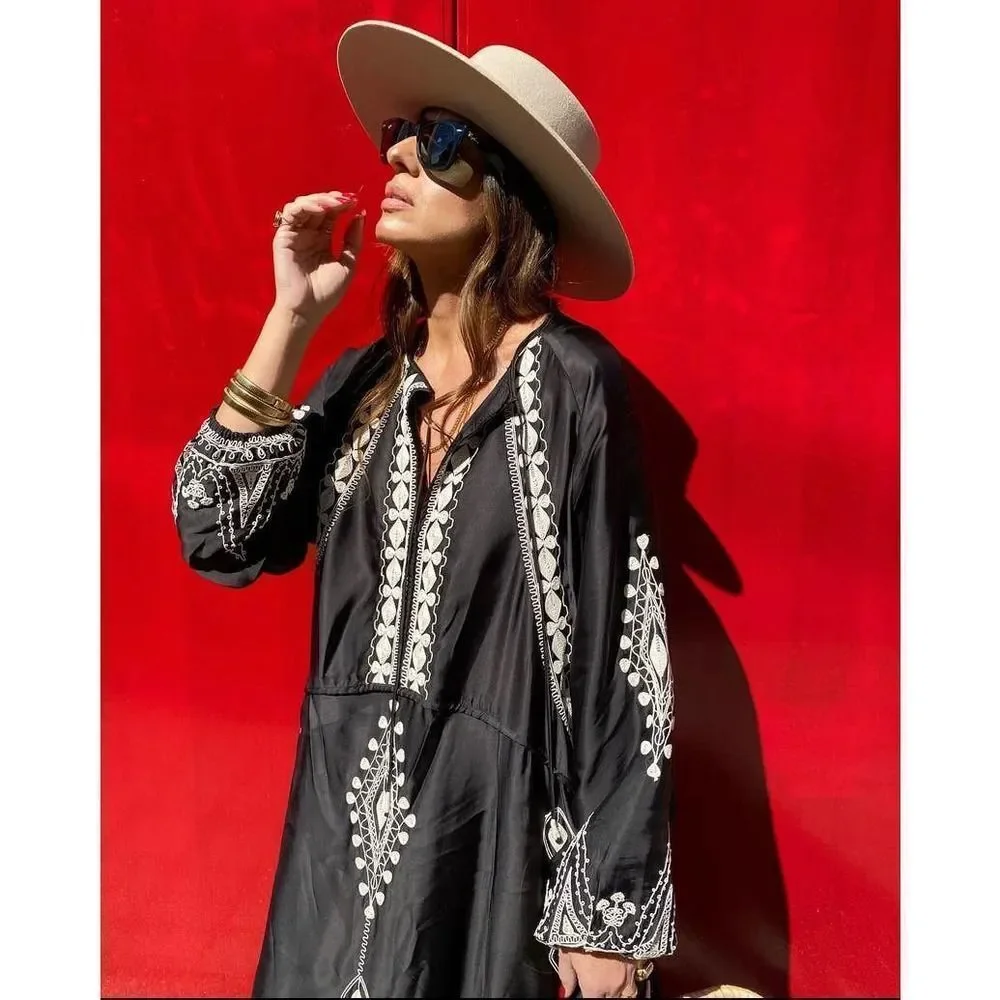 Zara Embroidered Dress Limited Edition New Black - Picture 12 of 14